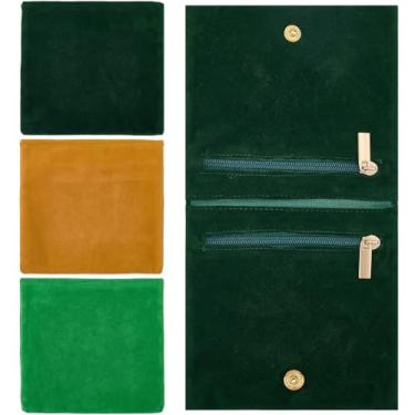 Imagem de CREATCABIN 3 peças pequenas bolsas de joias com botão de pressão de zíper bolsas organizadoras de joias de veludo, bolsa de armazenamento portátil para viagens, mulheres, anéis, pulseiras, brincos