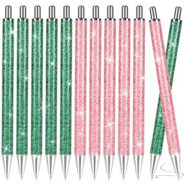Imagem de juciasouul 12 canetas esferográficas com glitter, rosa e verde, lembrancinhas de festa de princesa e bruxa, lindas canetas de metal brilhantes para mulheres, meninas, adequadas para escritório