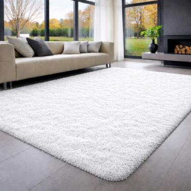 Imagem de Tapete Peludo Grande 3,00x2,00 Felpudo Antiderrapante Lavável para Sala e Quarto(Branco)