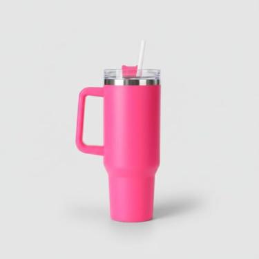 Imagem de Copo Térmico Quencher 1200ml com Canudo e Alça - Garrafa Térmica Inox Parede Dupla - Mantém Gelado 4h e Quente 1h - Ideal para Academia, Trabalho e Viagem (Pink)
