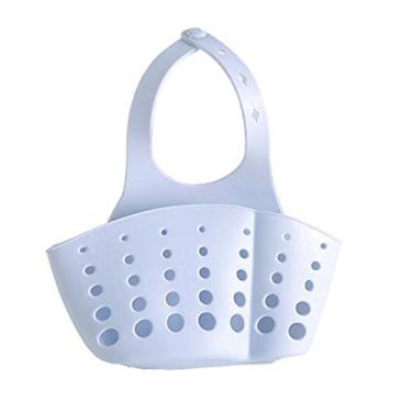 Imagem de Cesto de armazenamento ajustável para pia com fecho pressão Bolsa prateleira cozinha Esponja drenagem Fácil usar Conveniente Design poroso Ventilação Secar produtos suprimentos limpeza