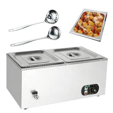Imagem de Aquecedor EléTrico Comercial De Alimentos De 1500w,Banho-Maria Em AçO InoxidáVel Para Buffet,Com Controle De Temperatura,Concha E Colher Perfurada Para Festas E Eventos De Catering