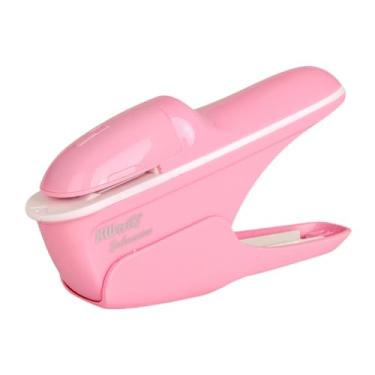 Imagem de KiBcsLic Grampeador sem grampos com cabo confortável, grampeador manual para escritório e escola, Rosa
