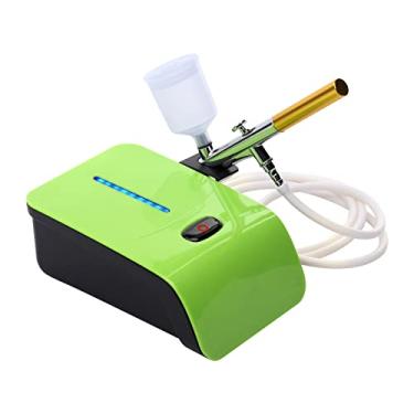 Imagem de Kit de Airbrush Multifuncional com Compressor Manual Ação Dupla Pressão Ajustável em 5 Níveis Máx 25PSI 2 Copo Tinta para Pintura Artesanato Modelo Co