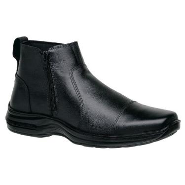 Imagem de Botina Couro Confort Anti-Stress Coturno Bota Masculino 7030 pto - SLZ