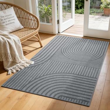 Imagem de QiCaiJia Tapete de porta frontal 91 cm x 149 cm, absorvente e lamacento, resistente à sujeira, lavável, antiderrapante, discreto, tapete de entrada, tapetes de porta, cinza