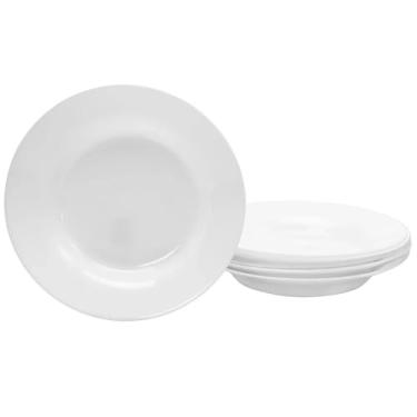 Imagem de Jogo 6 Pratos Fundo Redondo Sopas Caldos Opaline Vidro Branco 22 cm