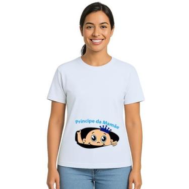 Imagem de Camiseta Bebê Barriga Príncipe Mamãe Personalizada - Use P4, Branco, A