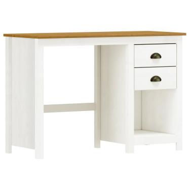 Imagem de Mesa Para Escritório Escrivaninha Home Office 2 Gavetas Mazzaro F06 Branco Freijó - Lyam Decor