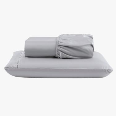 Imagem de Jogo de Lençol Peletizado 400 Fios Solteiro 2 Peças Casa - Hotel - Pousada Barato - Cinza