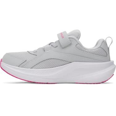 Imagem de Under Armour Tênis feminino pré-escolar Charged Assert 11 com fecho alternativo, (014) Halo Gray/Halo Gray/Rebel Pink, 11 Wide Little Kid
