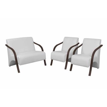 Imagem de Conjunto Poltrona Vênus Braço Madeira D Salla Courino Branco