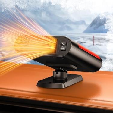 Imagem de DICMKY Aquecedor de carro, aquecedor portátil de 12 V, ventiladores de aquecimento e refrigeração, descongelador pequeno para carro, aquecedores de janela de para-brisa, rotação de 360°, aquecimento
