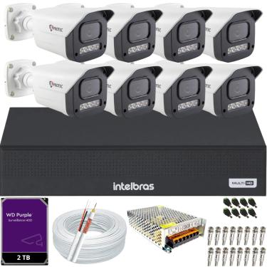 Imagem de Kit 8 Câmeras Full Color C/Áudio Dvr Intelbras 8ch 2TB Purple