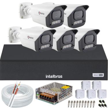 Imagem de Kit 5 Câmeras Full Color C/Áudio Dvr Intelbras 8 canais S/HD