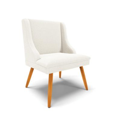 Imagem de Cadeira Sala de Jantar Pé Palito Castanho Liz Bouclê Off White D03 - D'Rossi