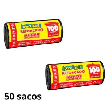 Imagem de Kit 2 rolos saco de lixo reforçado dover roll 100l  alta resistência, 