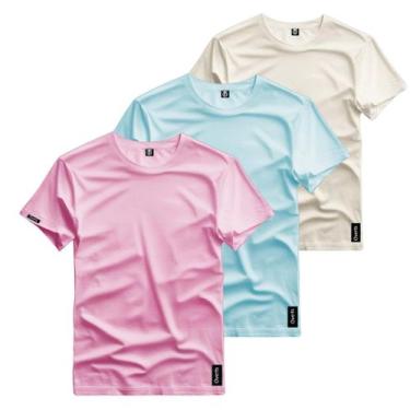 Imagem de Kit 3 Camiseta Algodão Lisa Unissex Camisa Reforçada Malha Premium Bás
