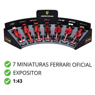 Imagem de Pack C/ 7 Miniatura F1 Ferrari Racing C/ Expositor 1/43 Bburago