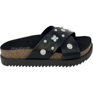 Imagem de Tamanco Moleca Papete Tira Cruzada Slide Feminino, Preto, 35