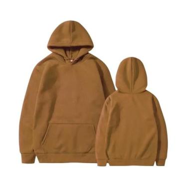 Imagem de Hoodies Unissex De Cor Sólida Com Bolso, Pulôveres Casuais Para Esport