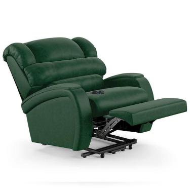 Imagem de Poltrona Do Papai Reclinável Kalie Elevação Lift Elétrico Fh9 Pu Verde Musgo - Mpozenato