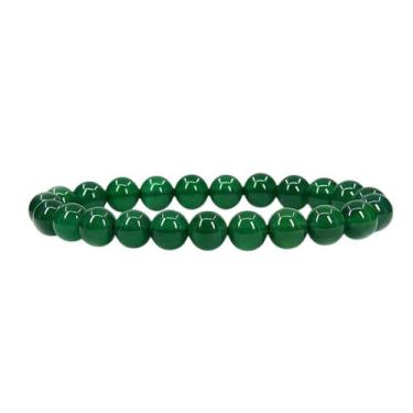 Imagem de Pulseira Jade Verde 8mm Pedra Natural Prosperidade Unissex - Caminho P