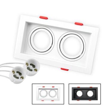Imagem de Spot Recuado Duplo Embutir Led Mr16 Gu10 Luminária Teto Sala Quarto Lâ