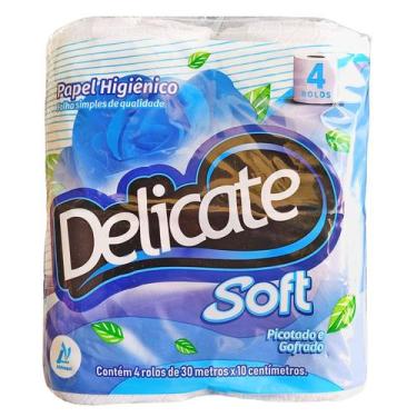 Imagem de Papel Higiênico 30 Metros Folha Simples Suave Com 4 Rolos - Delicate