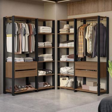 Imagem de Guarda-Roupa Closet Modulado 4 Gavetas 258 cm Valencia Madesa 04