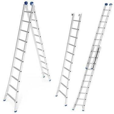 Imagem de Escada de Alumínio Extensiva 2 x 10 Degraus 3,09 x 5,05 Metros MOR
