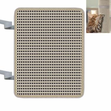 Imagem de LAJEF Lixa de unha para gatos enrolada em torno de poste arranhador de gatos, 35 x 29 cm, almofada para arranhões para gatos que lixa as unhas, protege o poste