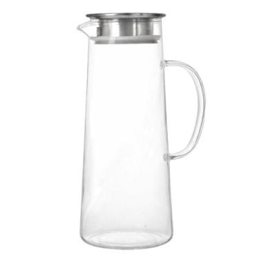 Imagem de Jarra De Vidro Acqua Com Tampa Inox Alça Suco Água Bebidas - CLICK HOU