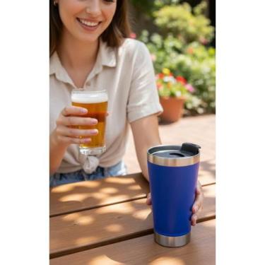 Imagem de Copo Térmico Inox 500ml Azul: Bebidas Quentes/Frias - Congratulations 
