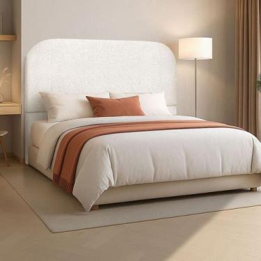 Imagem de Cabeceira Cama Box Casal 160 cm Estofada Revestida em Bouclé Orgânica 