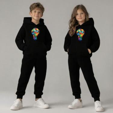 Imagem de Look Infantil Autismo Moletom Completo Confortável e calça Roupa Infan