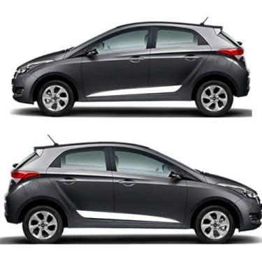 Imagem de Kit 2 Adesivo Lateral Carro Hb20 Hyundai Faixa Adesiva Vinil - onl