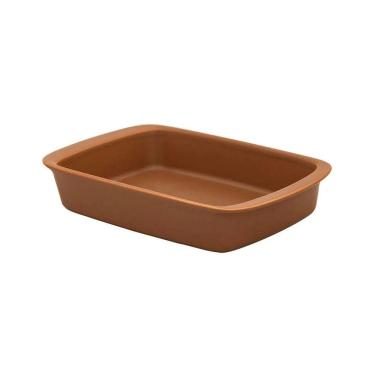Imagem de Assadeira de Porcelana Retangular Refratária Tango Marrom 2 Litros 34x21cm Oxford