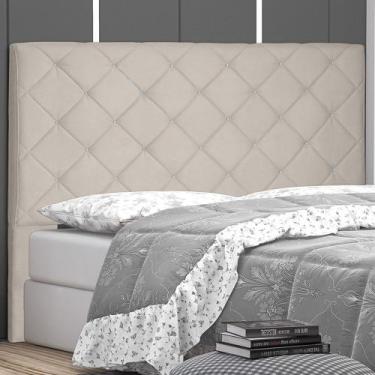 Imagem de Cabeceira Estofada Cama Box Casal Queen Size Tânia 160cm Suede Bege - 