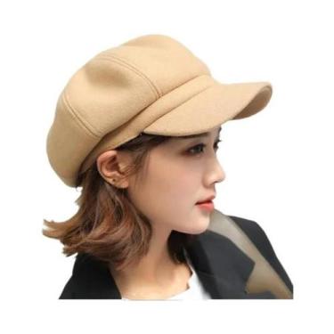 Imagem de Boina De Lã Feminina De Inverno, Boné Octogonal Estilo Newsboy, Chapéu