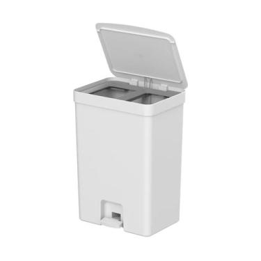 Imagem de Lixeira com pedal com duplo compartimento Ou 30L Linha Trium, Branco