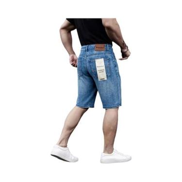 Imagem de Calças Jeans Masculinas Casuais Com Stretch, Clássicas Em Azul E Preto