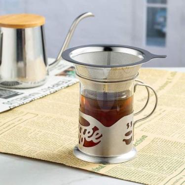 Imagem de Coador Inox Cafe Cha Filtro Sem Papel Peneira Mini Reutilizavel Luxo -