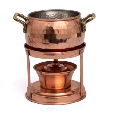Imagem de Rechaud Fogareiro Em Cobre Fondue Queijo E Chocolate 700Ml - METAL ART