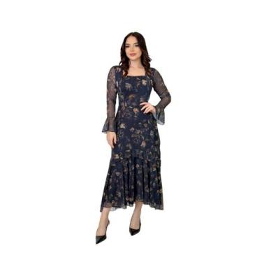 Imagem de Vestido Feminino de Tule Manga Longa Moda Social Evangelica - Zampa, A