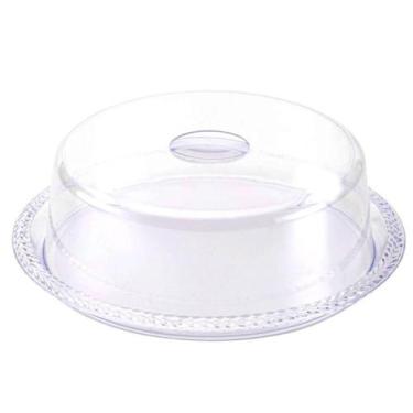 Imagem de Porta Bolo Acrílico Cristal Com Tampa Trançado 34x11cm Keita