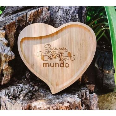 Imagem de Petisqueira de Coração em Bambu - Amor do Mundo - Encanto Laser