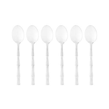 Imagem de Cj 6 Colheres para Sobremesa em Aço Inox Bambu Elegant Prata 15cm Lyor