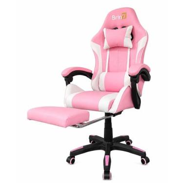 Imagem de Cadeira Gamer Rosa Brin7 B7-008 Reclinável Ergonômica Confortável Setu