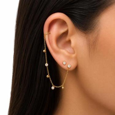 Imagem de Brinco Odalisca com Argolinha para Piercing Helix sem Furo - Sofistgol